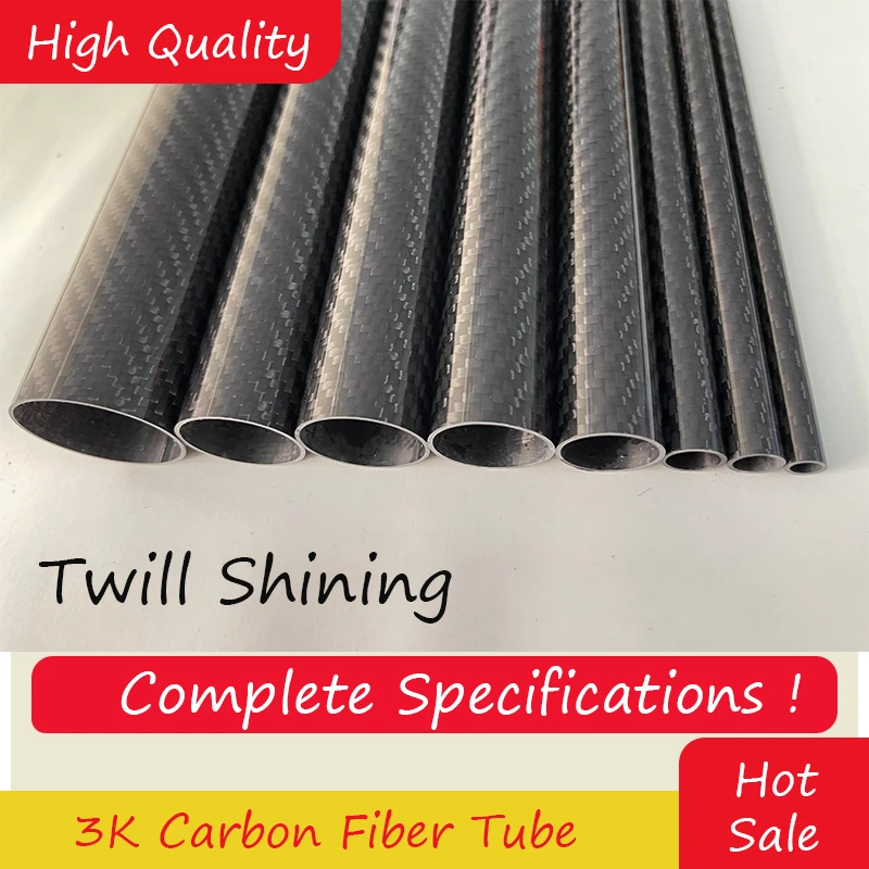 

3k Carbon Fiber Tube, Twill Shining, Length:500mm, Wall Thickness: 4mm,Calibre: 14mm-48mm RC Airplane Models Accessories.