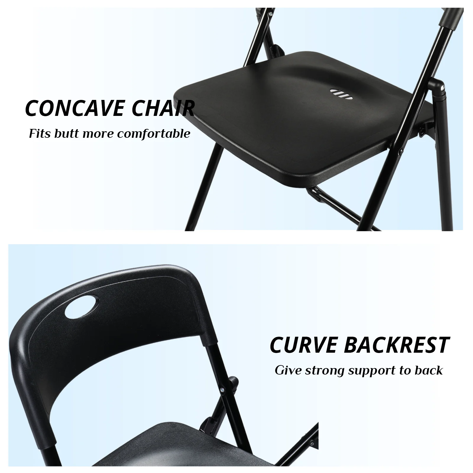 4 Pack Plastic Folding Chairs Stackable Commercial Chairs Portable Event Seating Black Chairs 2
