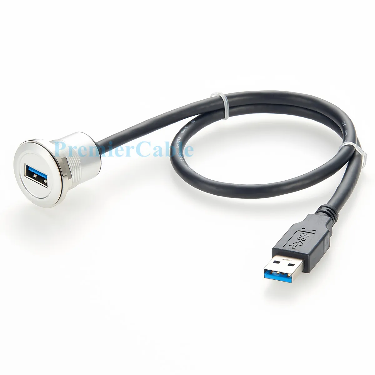 Presa USB 2.0 E Jack 3.5 Mm Da Pannello In Metallo – Con Luce LED Blu E Cavo 1m – Per Auto, Camper, Barche