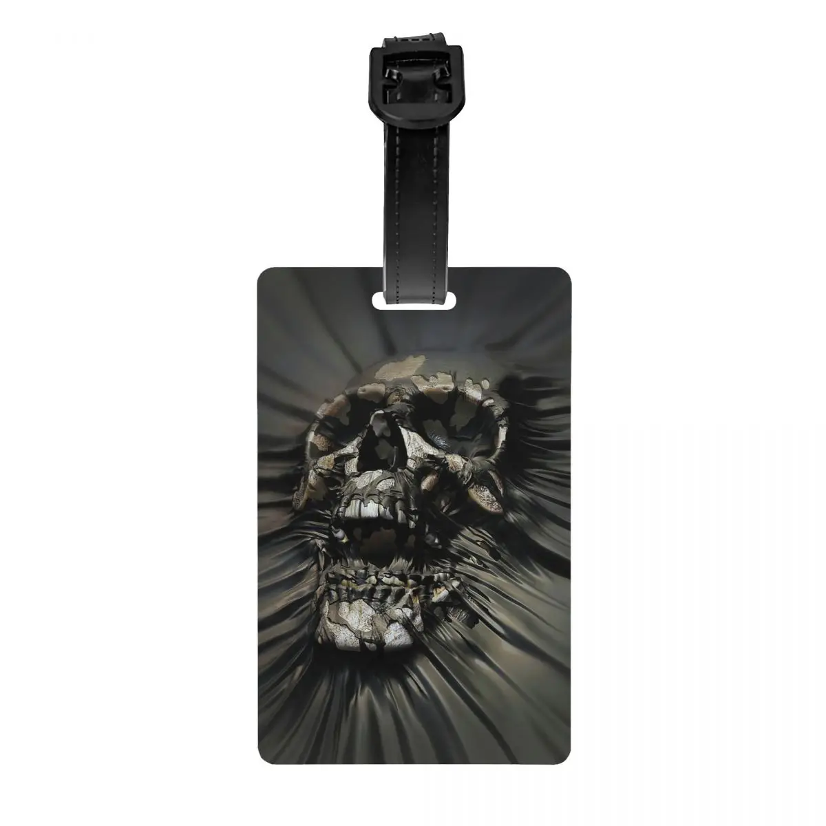 

Custom Horror Skull Wrap Luggage Tag With Name Card Gothic Death Skeleton Privacy Cover ID Label for Travel Bag Suitcase