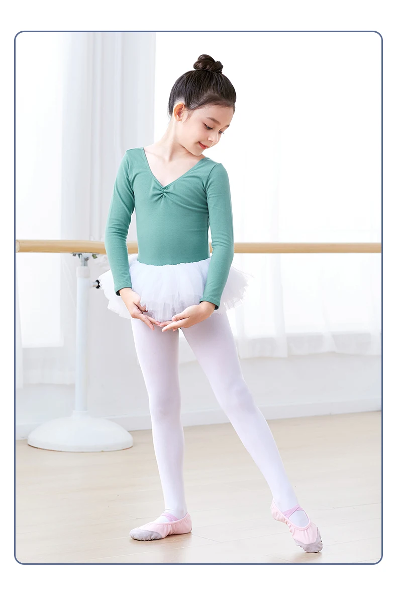 Ballett-Trikots für Kleinkinder, Mädchen, Gymnastik-Trikot, Tanz-Bodys, Baumwolle, kurz/langärmelig, Tanzkleidung, Ballett-Body zum Tanzen – Detail 6