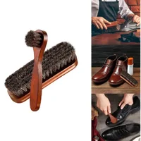 2pcs Horse Hair Shoe Brush Large Leather Shoe Brush Set Horse Hair Shoe Brush Set Shoe Polishing Brush Solid Wood 2