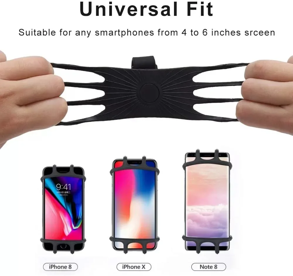 Bicycle Phone Holder Bicycle Motorcycle Electric Vehicle Navigation Silicone Phone Strap Shockproof Elastic Silicone Holder