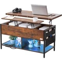Lift Top Coffee Table with Storage, Coffees Tables for Living Room, Small Coffee Table with Power Strip & USB & Ambient Lighting 1