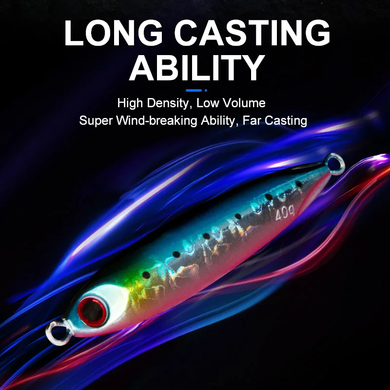 MSEASFREE Luminous Metal Artificial Bait 30G 40G 60G UV Sinking Saltwater Fishing Lure Metal Jig Seafishing Throw Jig 3