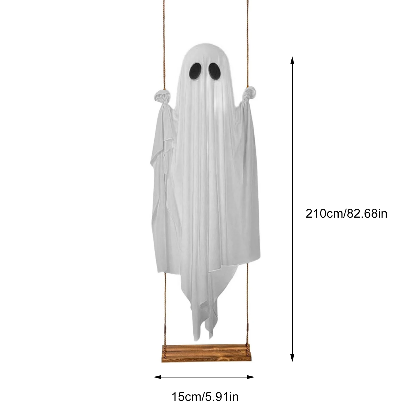 Halloween Hanging Swing Ghost Decor LED Adjustable Ghost Decorations Battery Powered Spooky Ghost Ornament for Porch Yard Trees