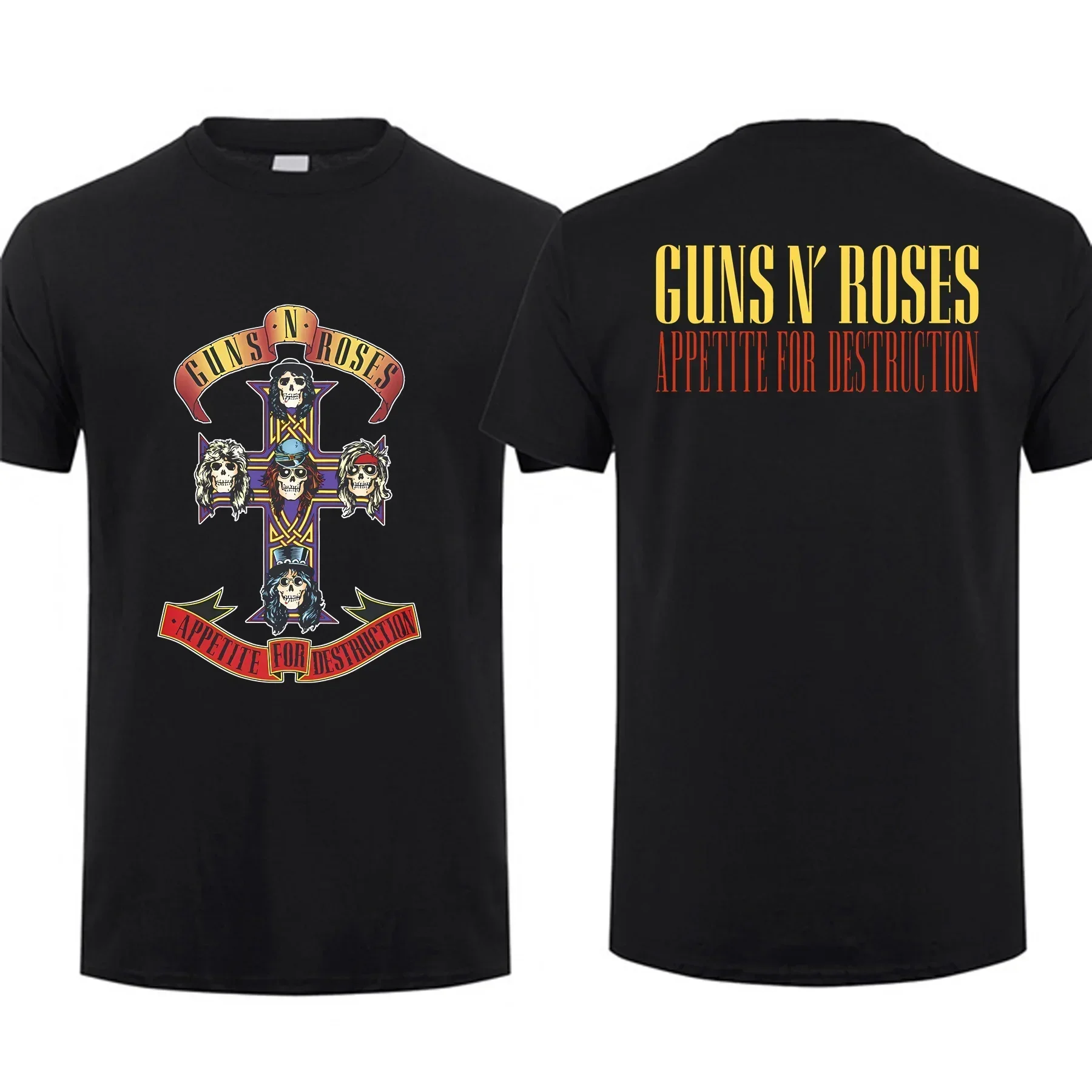 Women Hot Sale Summer Men Cotton Appetite for Destruction By Guns N' Roses Black T Shirt Cool Tee Hip Hop Streetwear T-shirt 2