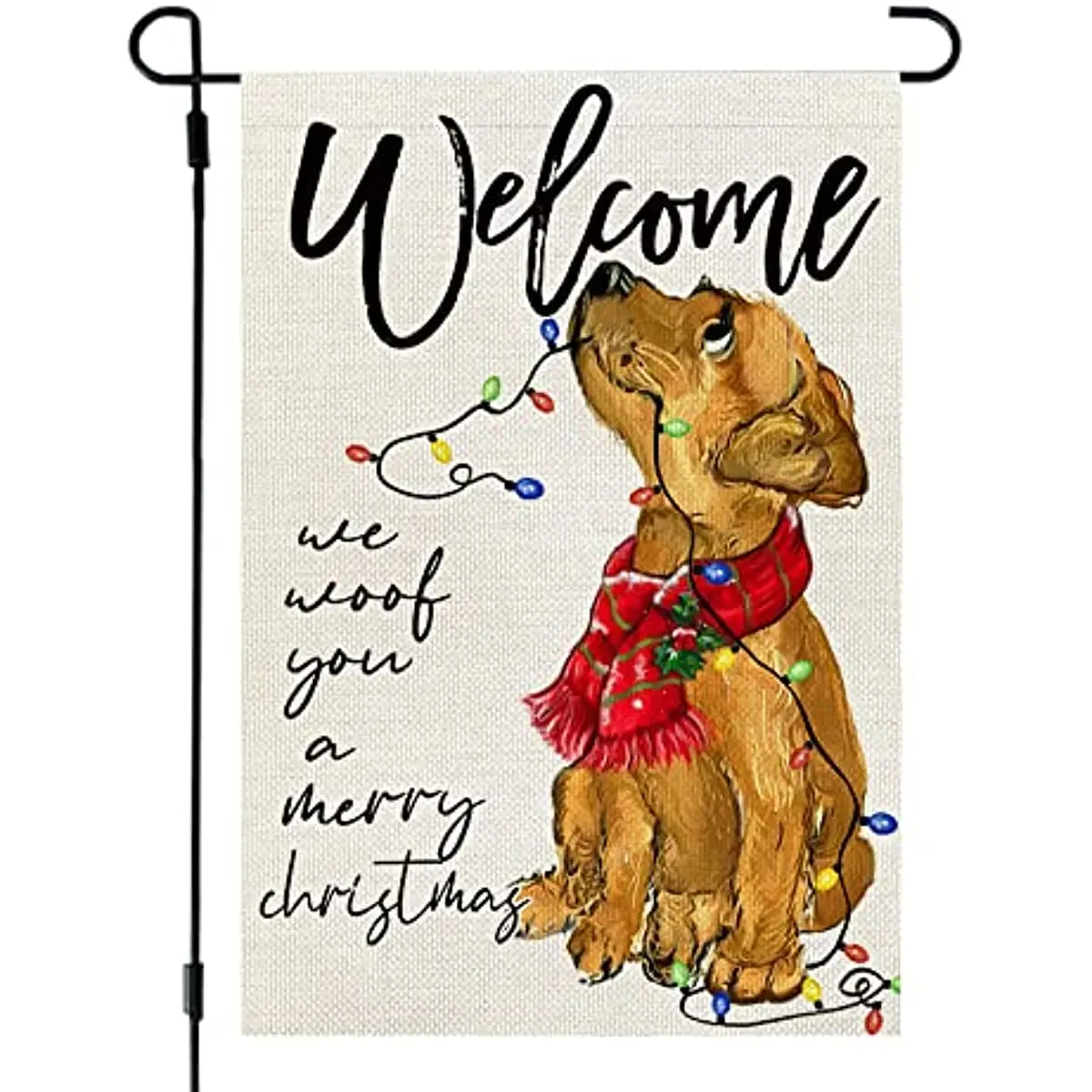 

Crown Belle Christmas Dog Garden Flag 12x18 Inch Small Reversible Golden Retriever Outdoor Garden Winter Decoration