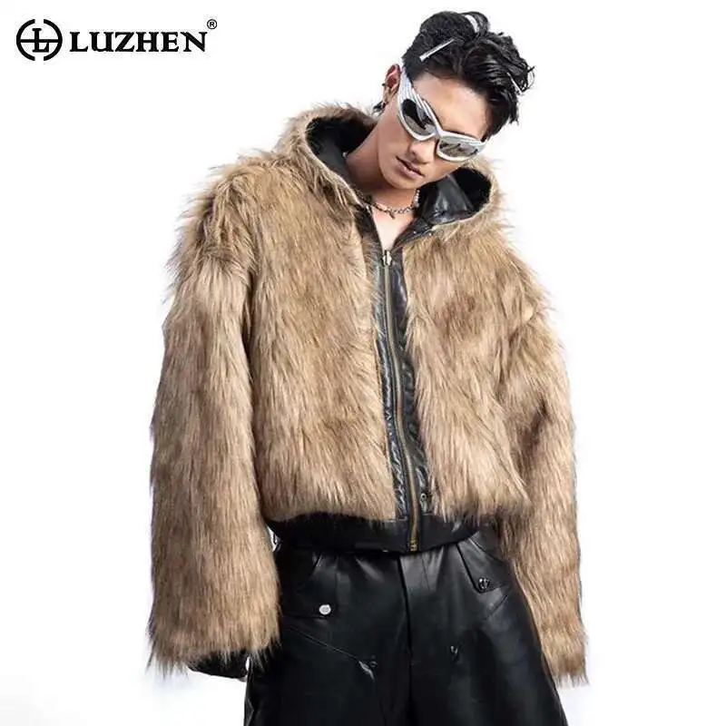 Puffer Jacket Cotton Jacket Short American Style Faux Fur Coat New Reversible Wear Hooded Warm Elegance Men Pu Leather Padded Jackets Winter