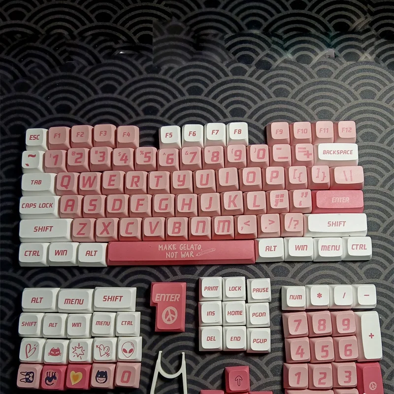 Chaves Rosa Amor Pbt Keycaps Bonito Gato Xda Perfil Keycaps para Teclado Mecânico Personalização Sublimação Keycap 123 - Imagem 4