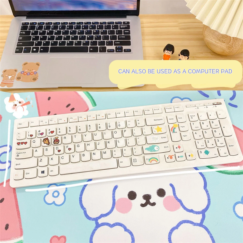 1pc Kawaii Mouse Pad Large Cherry Bunny Non-slip Desktop Table Mat Student Desk Mat Cute Bear Bunny Mouse Pad Large Game Mat