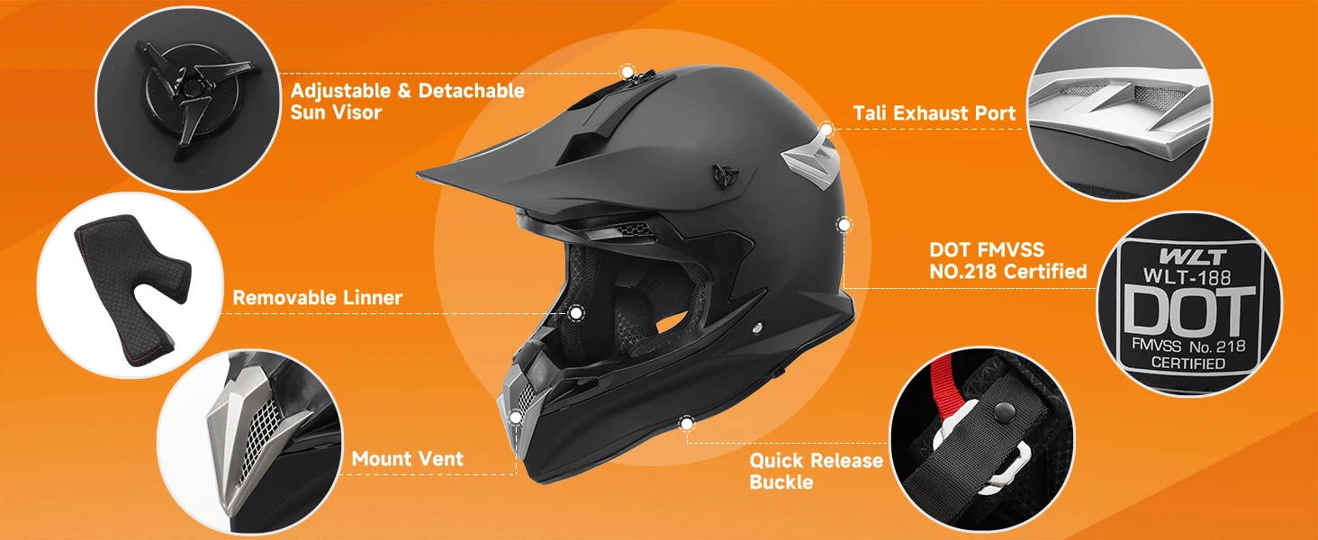 Motorcycle Dirt Mountain Bike Motocross Atv Helmets Adult Full Face DOT UTX BMX MX Unisex Men Women