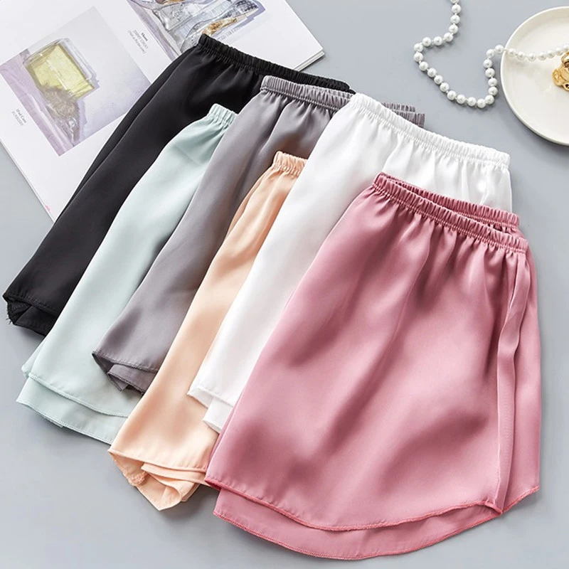 Women Silk Shorts Elastic Waist  Silk Short Pants Women Panties