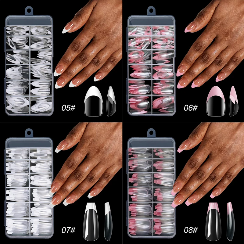 

120Pcs Simple False Nails Mid-length Ballet Fake Nails Spike Fashion Press on Nails Full Cover Nail TipsWearable Coffin Manicure