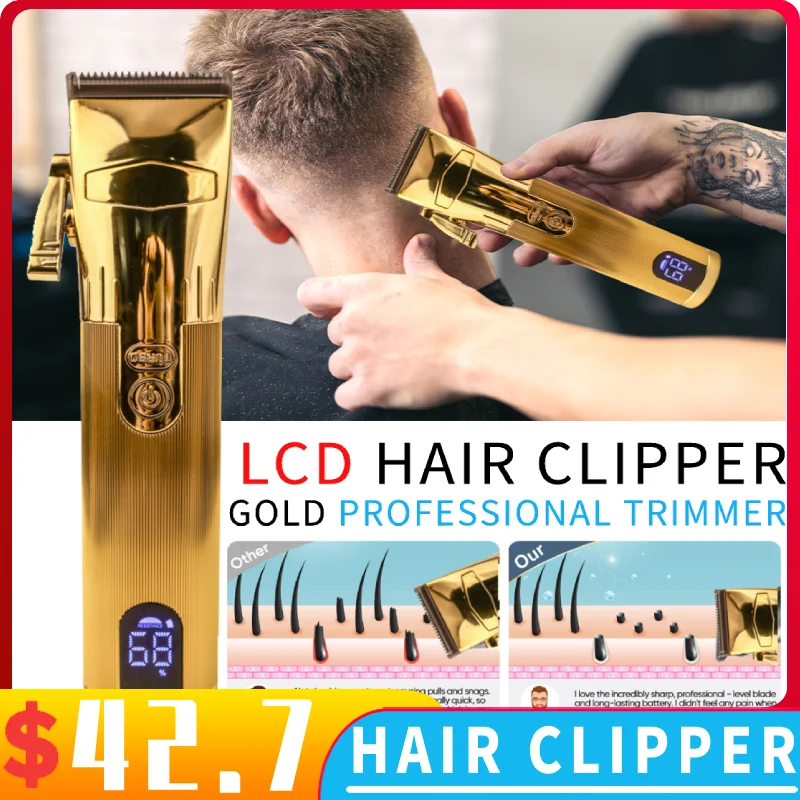 Men Beard Trimmer Retro Oil Head Barber Gold Electric Beard Hair Men's