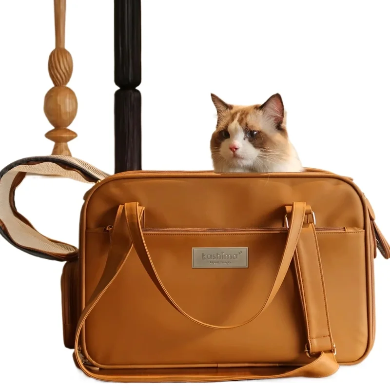 Pure Leather Japanese Original Cat Dog Protection Portable Small Dog Spring Outing Carrying Bag Bag Carrier Cat Backpack