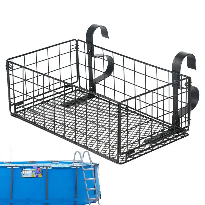 

Pool Side Basket Poolside Storage Holder Basket For Towels Outdoor Swimming Pool Basket With Hooks For For Most Frame Pool