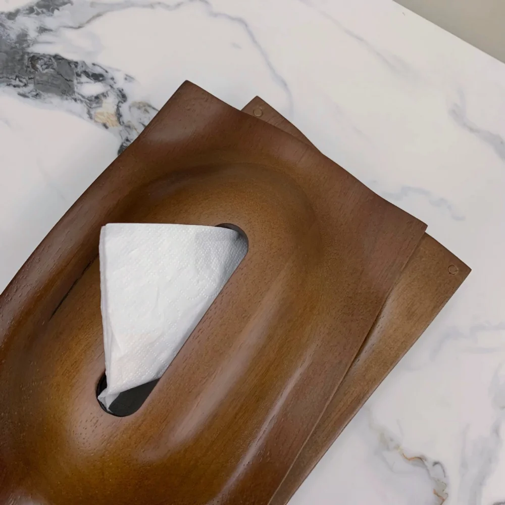 Walnut Wood Tissue Box Bedroom Brief Tissue Case Storage Wooden Portable Napkin Boxes Organiser Modern Kitchen Accessories 4