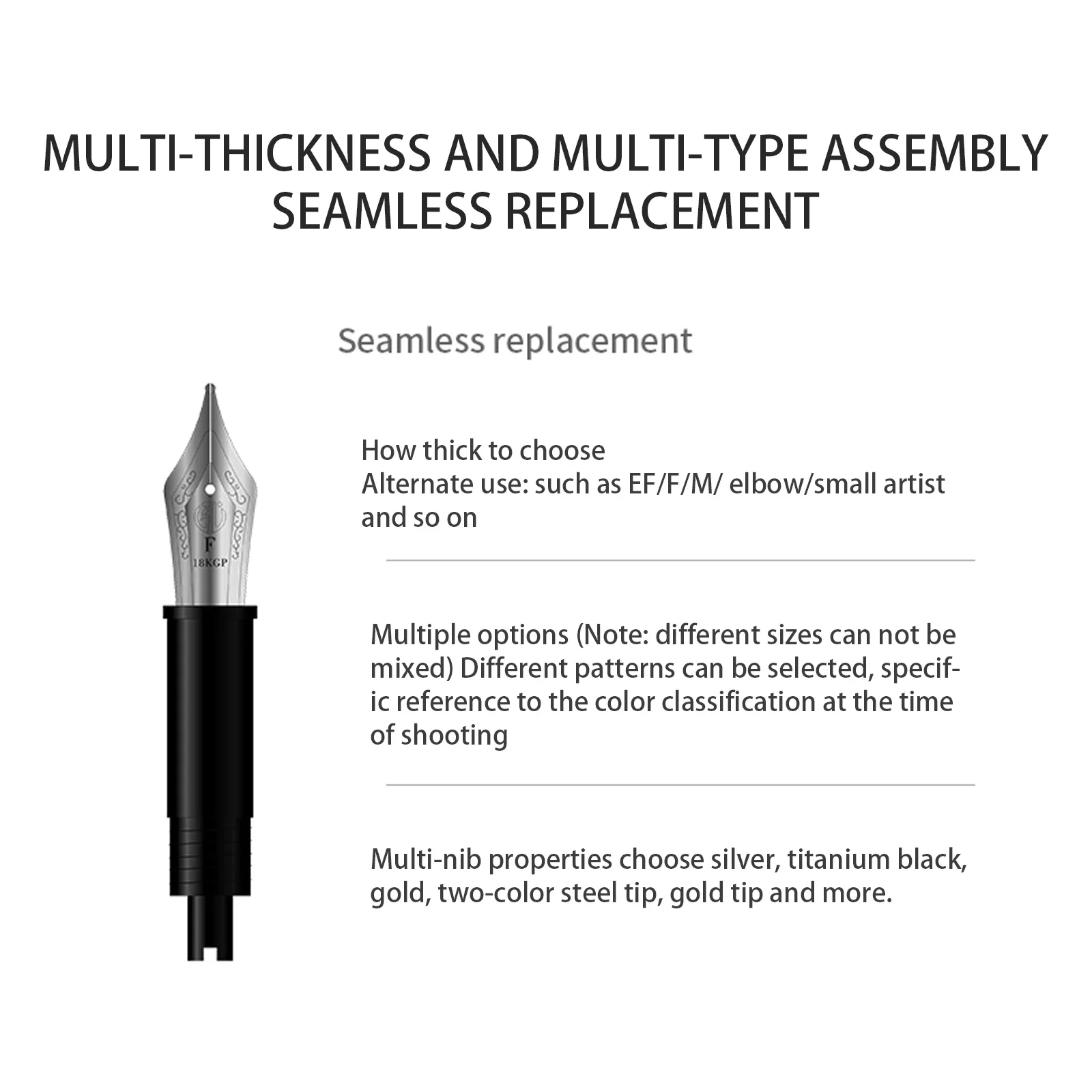 HongDian No.35 Soft Nib EF F M Converter/Piston Version OEM Fountain Pen Nib Unit for Calligraphy & Writing school Stationery 3