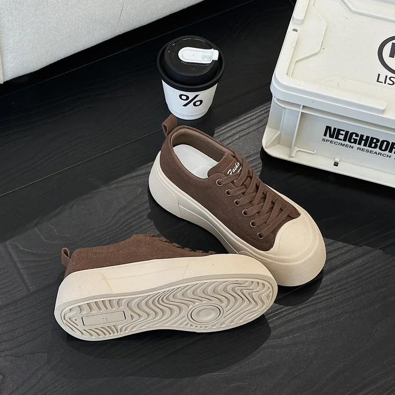 Thick soled board shoes female wind leopard print retro soft sole leisure 2025 spring and autumn explosive sports increase board 4