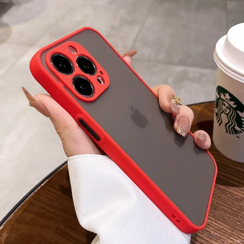 Luxury Shockproof Matte Phone Case with Transparent Bumper Cover