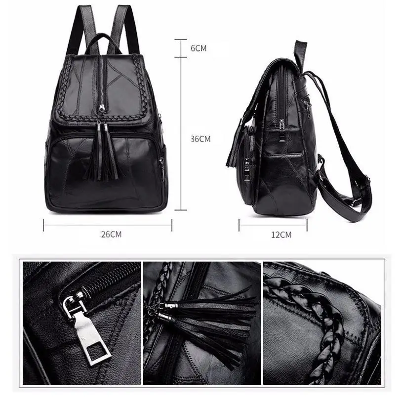 1 Pcs Women's Backpack PU Tassel Versatile Women's Bag Student Bag Travel Backpack Women's Commuting Business Travel