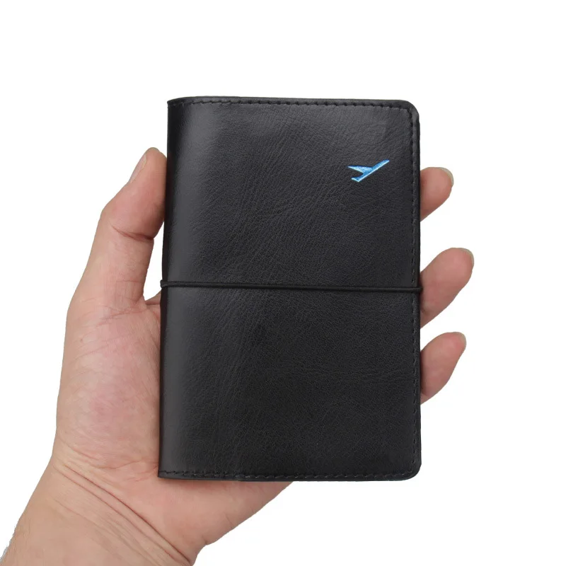 Zounake Retro Elastic Bandage aircraft PU Leather Passport Cover Case Holder Wallet Passport Ticket Travel Accessories