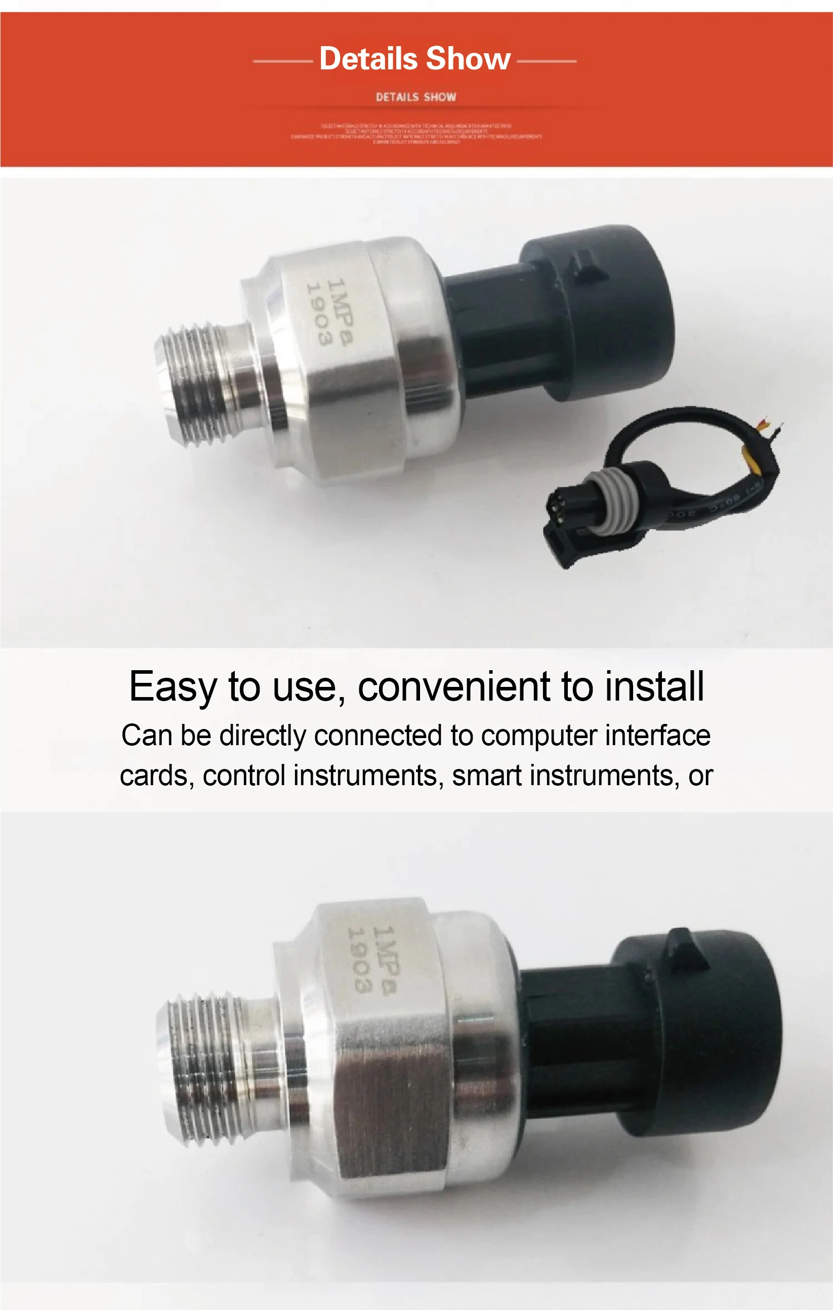 0.5-4.5V Analog Stainless Steel Pressure Sensor G1/4 Ceramic Type for HVAC Hydra