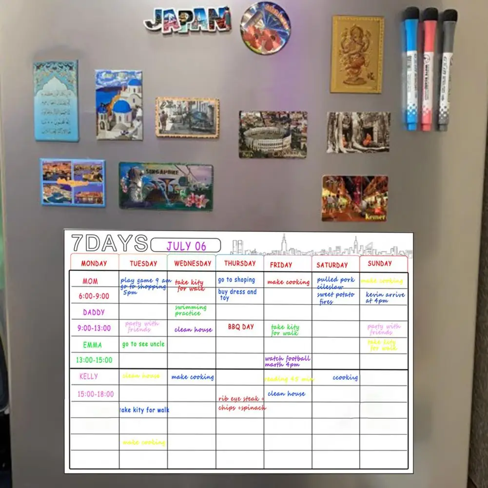 

Magnetic White Board Reusable Magnetic Calendar Practical Smooth Writing Creative A3 7 Days Magnetic White Board