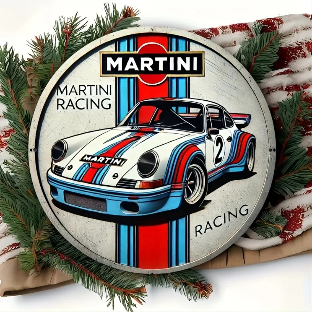 Martini Racing Metal Sign - Stylish Foil Engraved Wall Art for Home Decor Enthusiasts