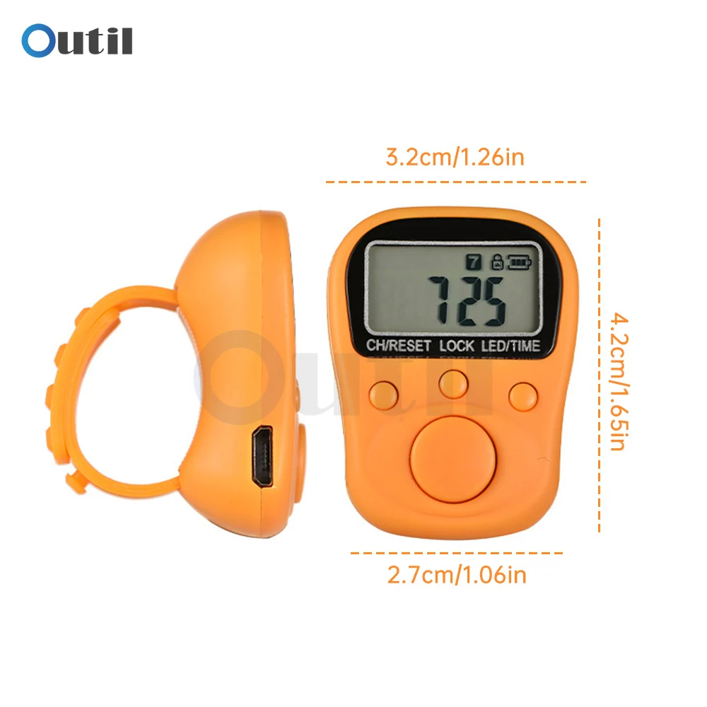 Finger Counter LED Electronic Handheld Tally Counter 7 Channels Clicker Time Luminous Ring Rechargeable