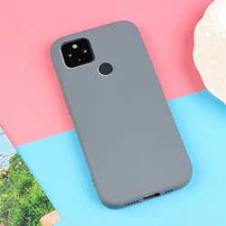 Sand Matte Soft Silicone Shockproof Phone Case - Full Protection Cover - Pixel 4A 5G 6.2 inch (Gray)