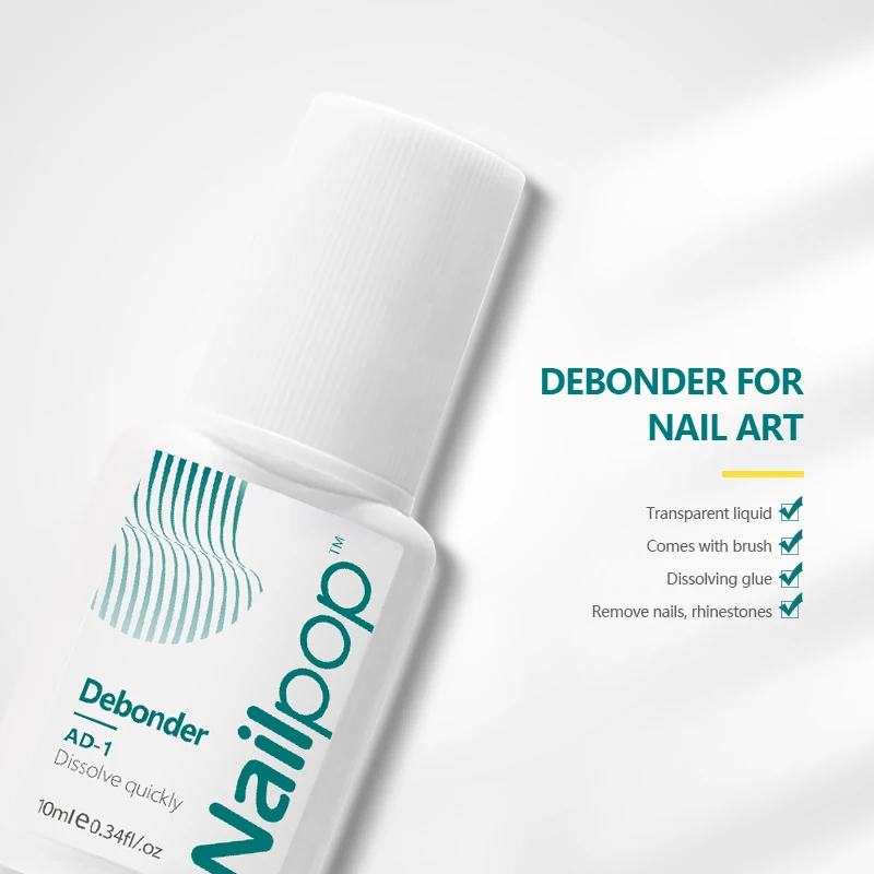 Nailpop 2pcs Removeing False Nails Debonder Glues for Rhinestone Remover Nail Art Debonder Fast Dissolve Liquid Accessories 10ml 3