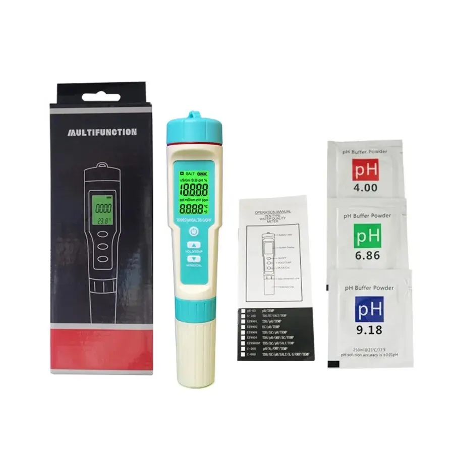 7 in 1 PH/TDS/EC/ORP/S.G/Salinity/Temp Meter ATC PH Tester Aquariums Water Household Drinking water quality tester ph meter