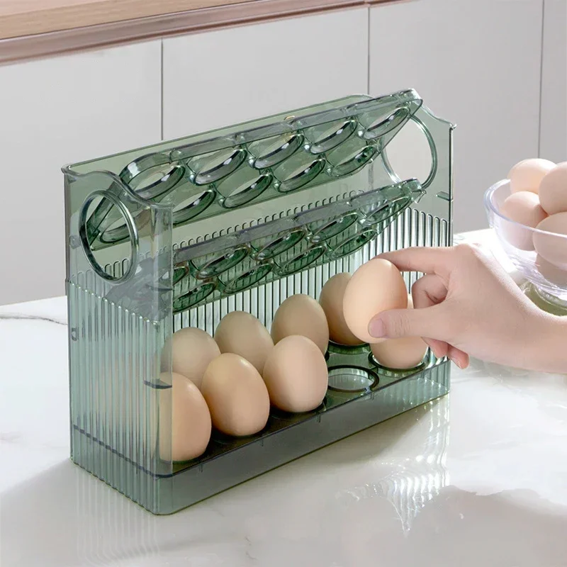 30 Grids Egg Tray Organizer Egg Storage Box Large Capacity Household Egg Holder With Handle Home Egg Container For Refrigerator 4