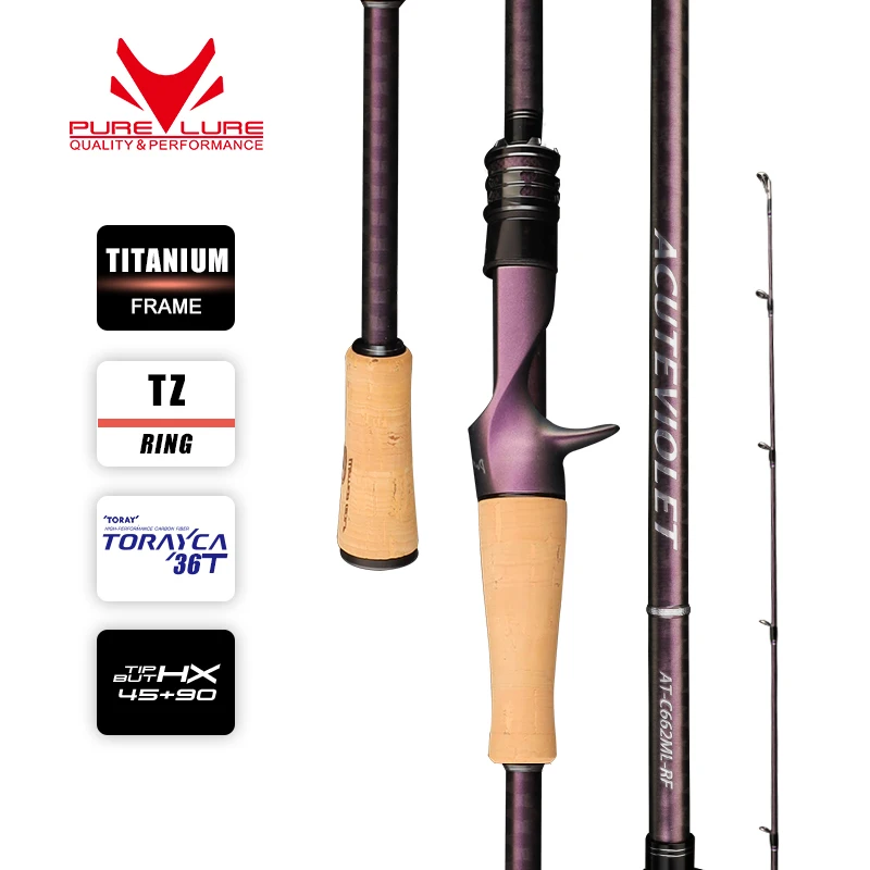 PURELURE ACUTEVIOLET Regular Fast Action Rod TZ Ring TITANIUM FRAME 6FT Spinning and Casting Bass Pike Catfish Rod Trouts Perch