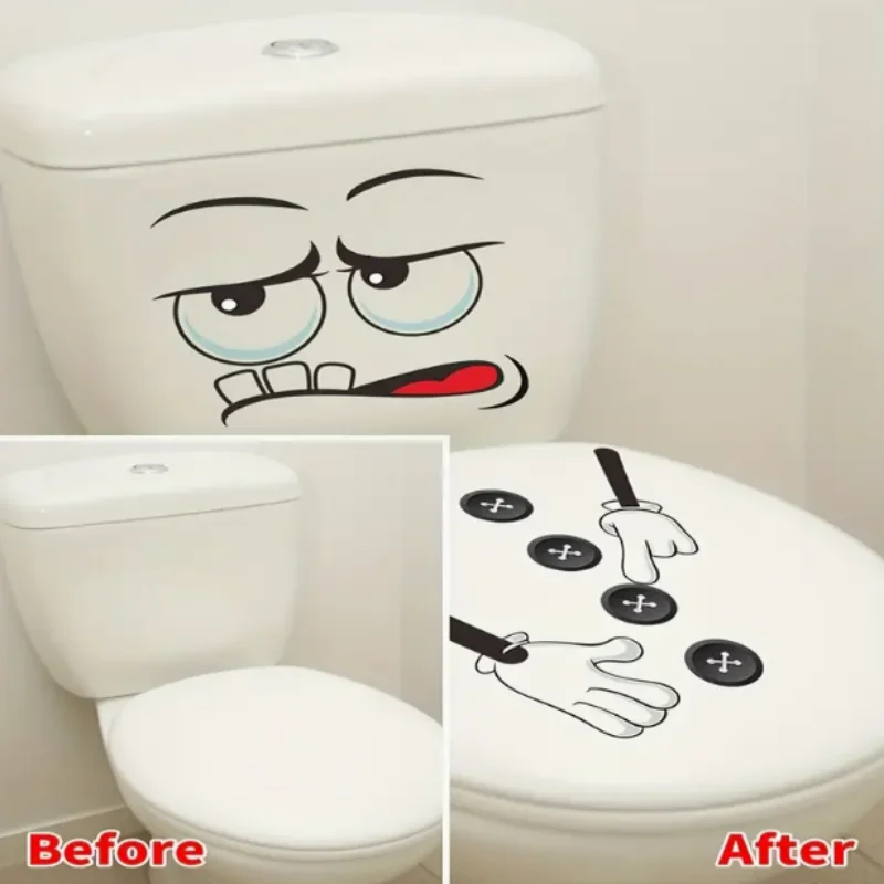 Toilet Seat Stickers Toilet Wall Stickers Toilet Stickers Vinyl Stickers 1pc Funny Expression Pattern Toilet Lid Decal Decoration Waterproof PVC Sticker