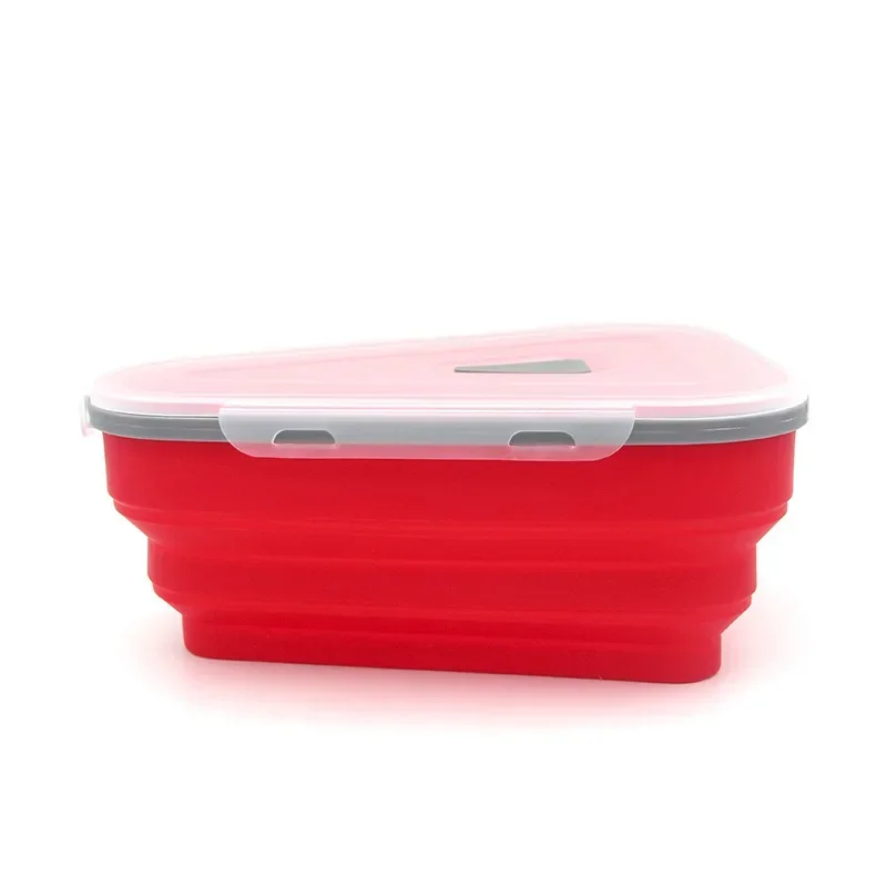 Lunch box portable food storage box Food Grade Silicone Folding Pizza Box Reusable Triangle For Pizza Packing Box Take Away