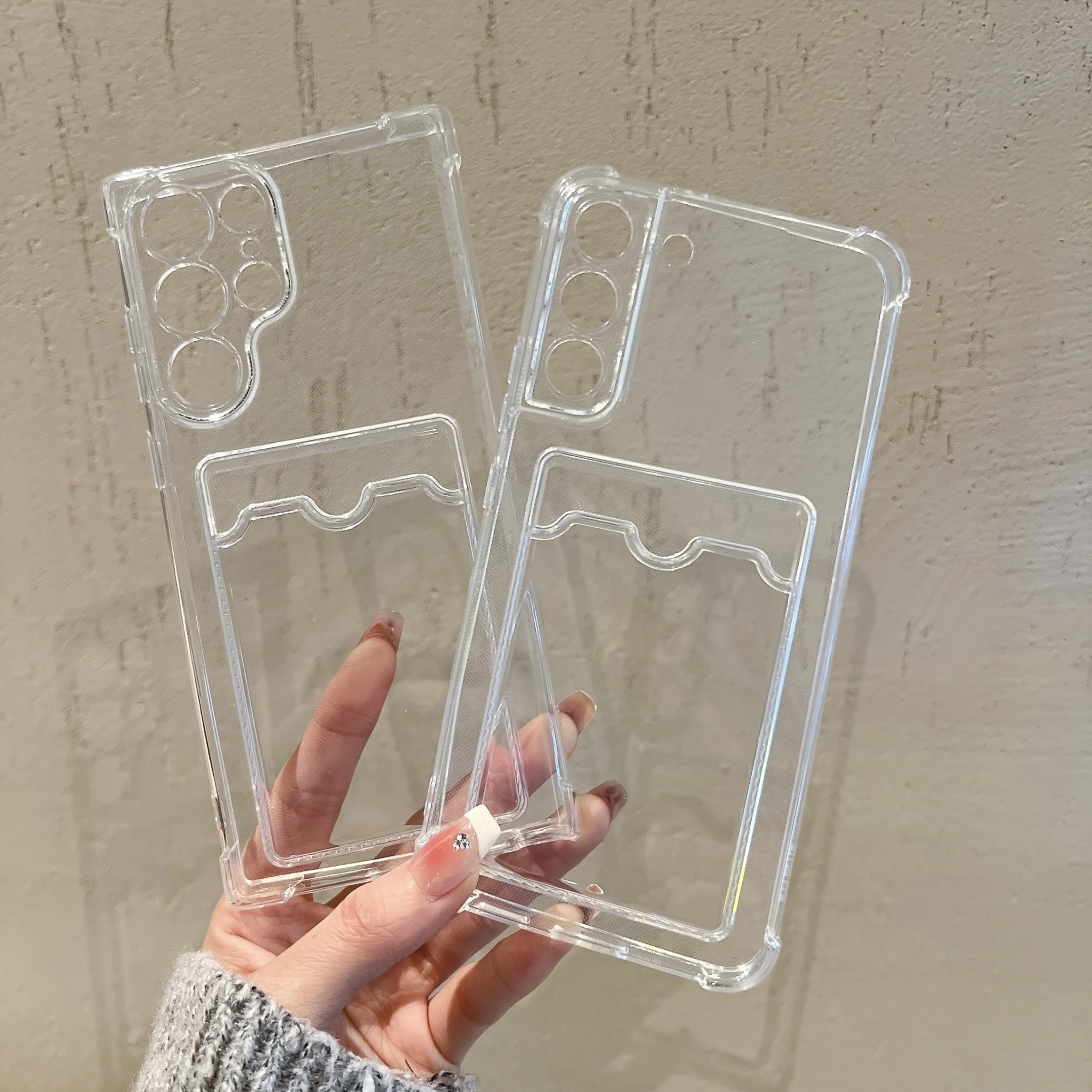 Clear Card Holder Phone Case with Wallet Card Slots and Soft Cover