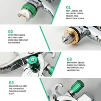 HVLP-Pistolet de Pulvérisation Professionnel, avec Buse en Acier, par Gravité, Portable, pour Peinture de Voiture, Kit de Bricolage, 1.4/1.7/2.0/2.5mm 4