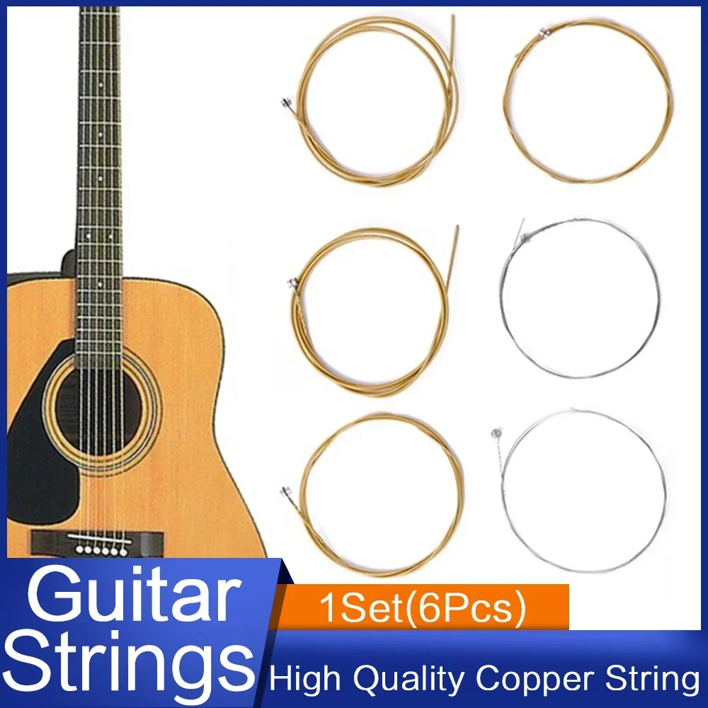 

Acoustic Guitar Strings 6Pcs/Set Pure Copper Strings 1-6 for Acoustic Guitar Ukulele Bass Steel Wire Classic Acoustic Folk