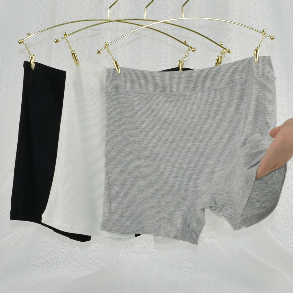 1 ‌ سراويل قصيرة آمنة مضلعة للنساء من pc سراويل ضيقة عالية الخصر بدون أثر باللون الأسود والأبيض ‌   رمادي بالإضافة إلى حجم الملابس الداخلية سلس