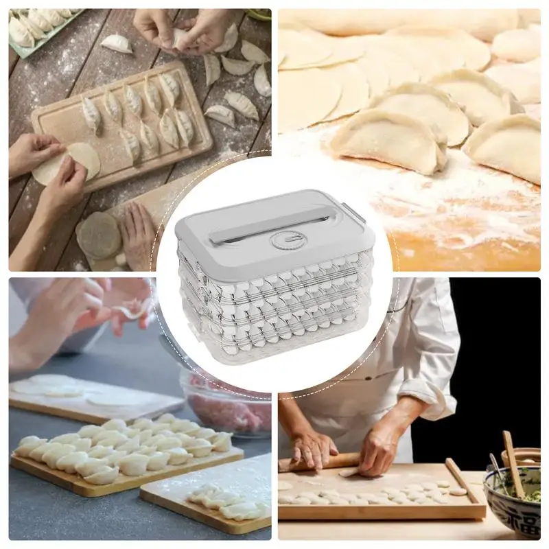 Dumpling Storage Box For Freezer 4 Layers Food Storage Containers With Lid Cookie Storage Containers With Date Timer For Kitchen 5