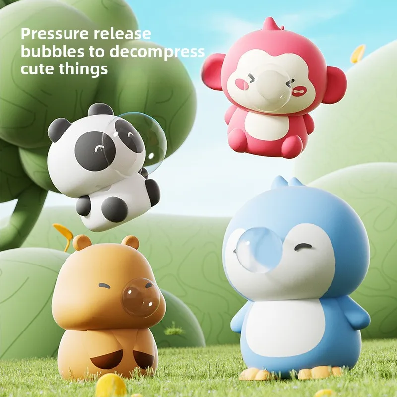 Cute Capybara Animal Spitting Bubbles Squish Squeeze Toy Anxiety Stress Relief Sensory Antistress Toys For Adults Kids Toys Gift