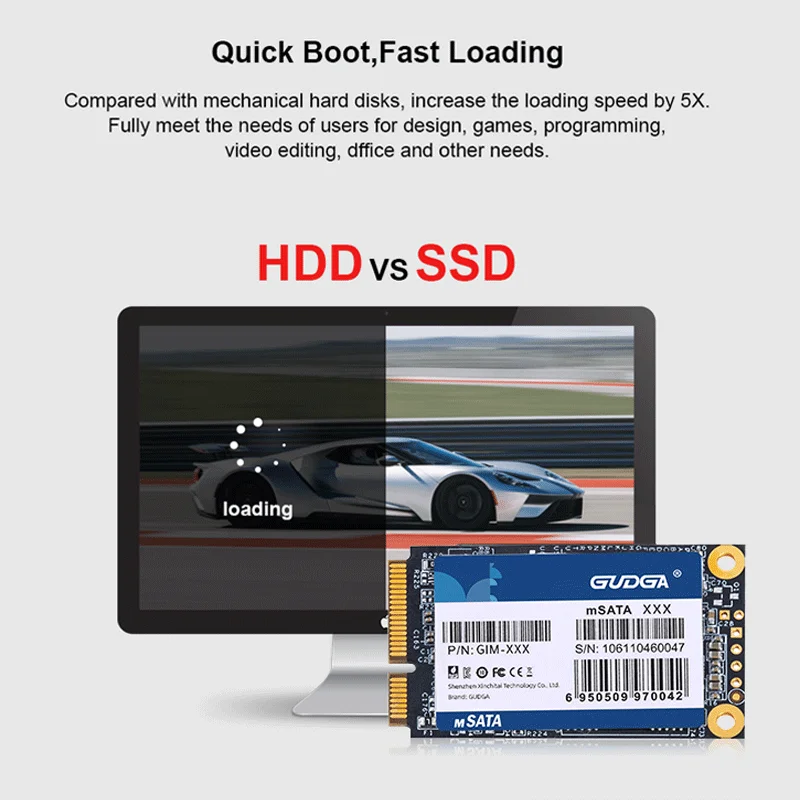 Gudga-ssd Msata Mini Sata para Laptop e Desktop Unidade de Estado Sólido Interno Disco Rígido Sata3 32gb 64gb 128gb 256gb 512gb Indústria - Imagem 2