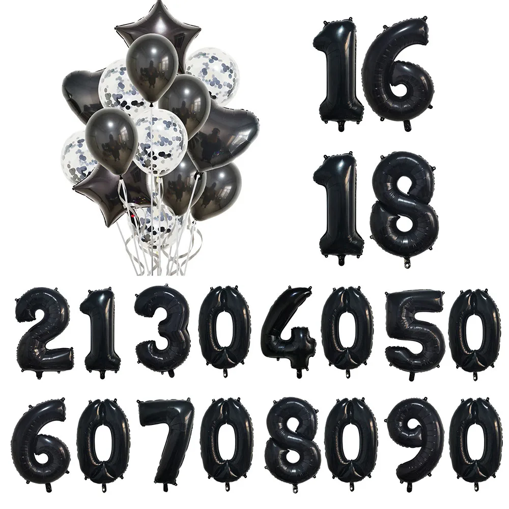 2 Pezzi Palloncini Foil Con Numero Nero Da 40 Pollici 18 21 30 40 Anni Decorazioni Per Feste Di Buon Compleanno Forniture Per Numeri Di Lettere Di Com