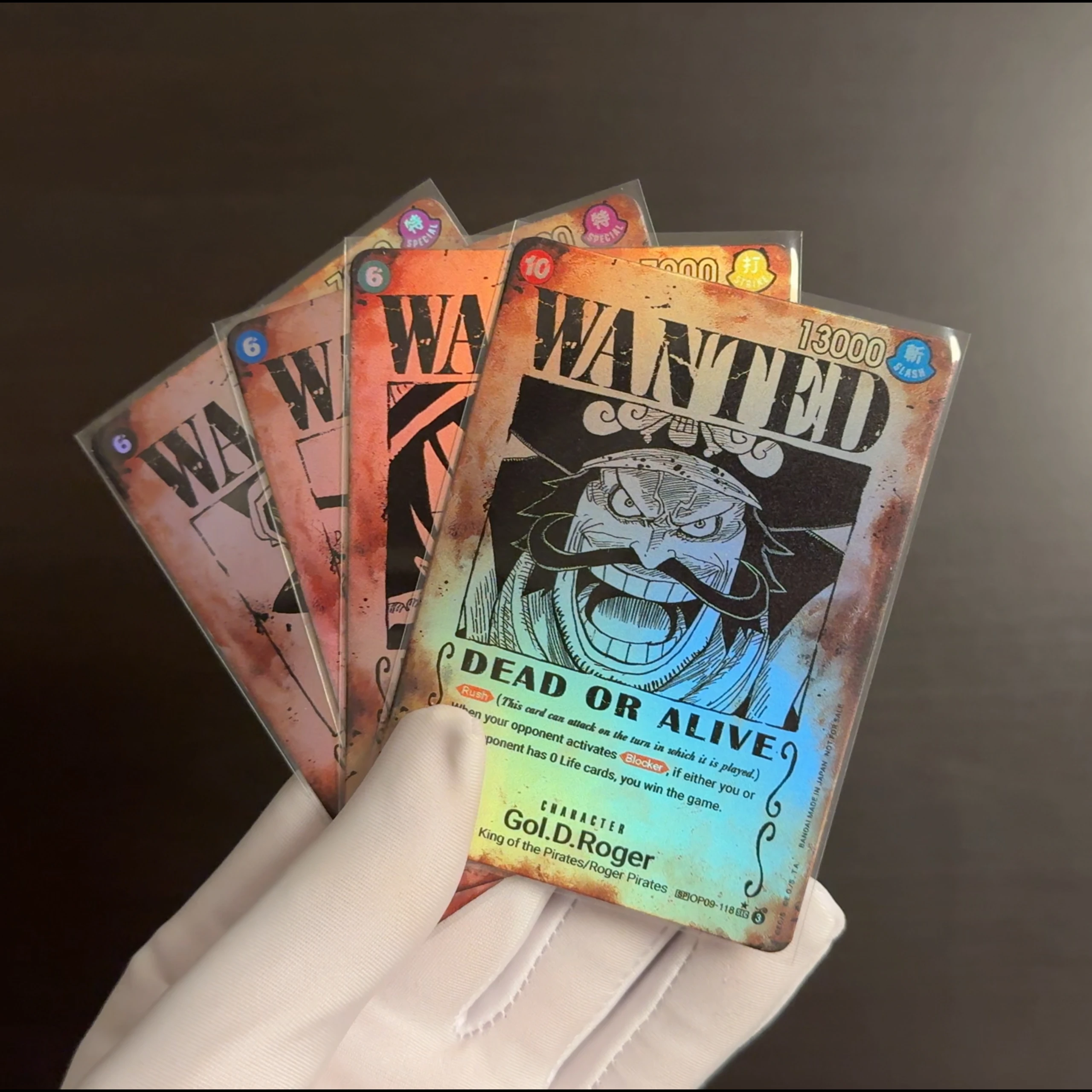 One Piece TCG OPCG Englisch OP13 Charakterkarte Wanted Poster Roger Luffy Ace Sabo Strukturierte Folienkarte Anime Sammelkarten – Detail 2
