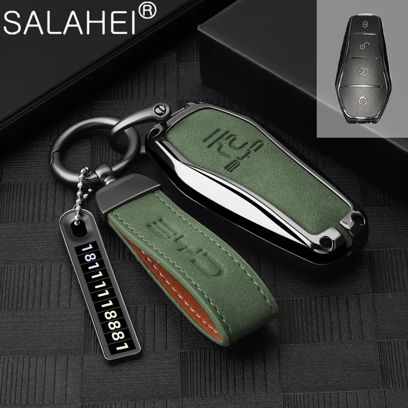 Pelle Scamosciata In Lega Di Zinco Smart Remote Car Key Case Cover Key Bag Shell Holder Protection Per Byd Yuan Plus Pro Accessori Per Lo Styling Auto