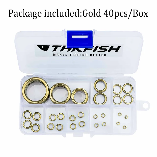 THKFISH 40Pcs Fishing Rod Repair Kit Gold Colorful Fishing Rod Eye