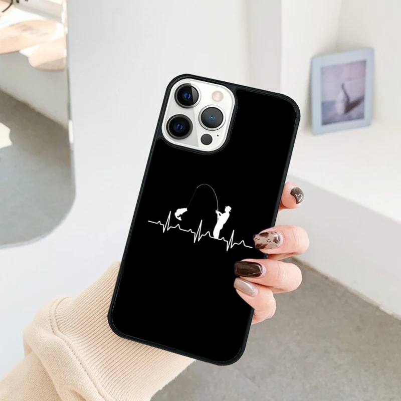 Heartbeat Fishing Design Phone Case – Durable Protective Cover